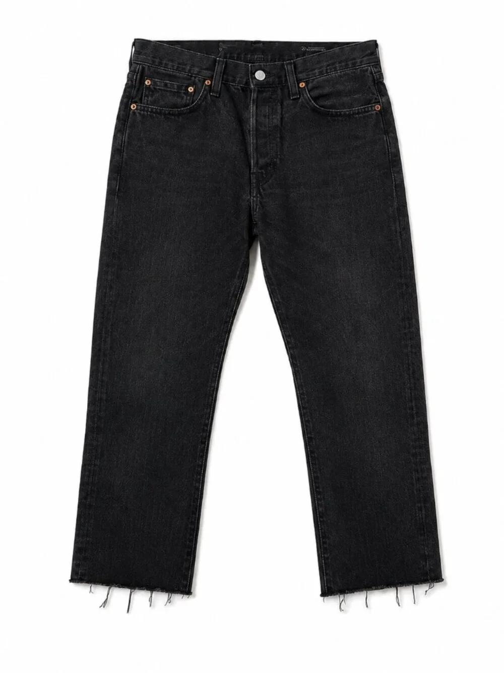 Levi’s 501 CT Black Cropped Jeans W38 L30 Raw Hem Button Fly